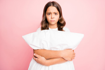 Photo of crying sad hispanic unhappy preteen with disappointed facial expression having dreamed...