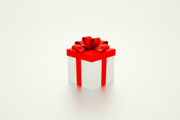 Christmas and New Year's Day , red gift box white background 3d rendering