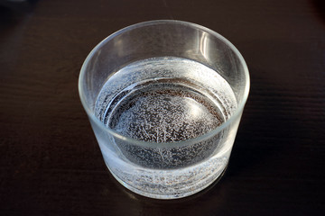 glass of water on black background