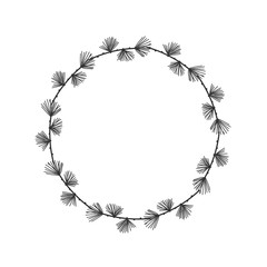 Christmas floral hand drawn wreath on white background