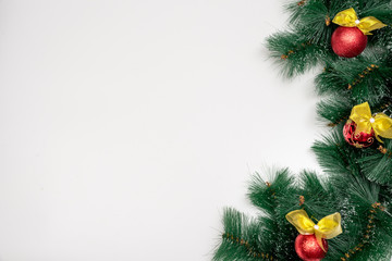 New year or Christmas tree frame on white background