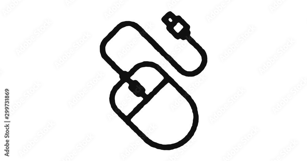 Poster computer mouse outline icon animation footage/video. hand drawn like symbol animated with motion gra