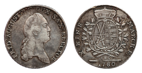 Saxony Germany 1 taler 1780 silver coin