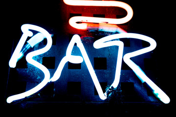 neon bar place at Greece town