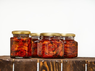 Canned sun dried red cherry tomatoes.