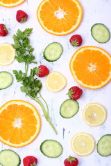 set of fruits isolated on white background