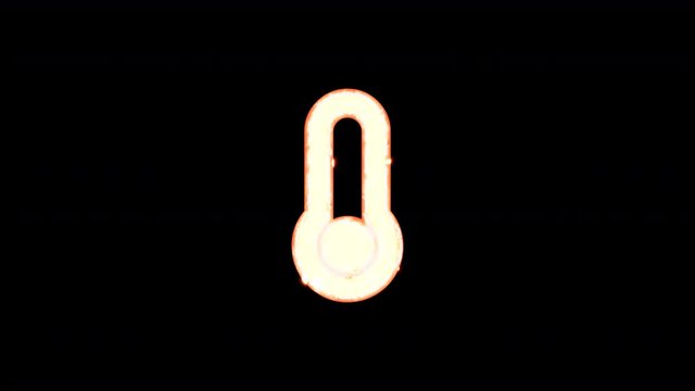 Symbol thermometer empty burns out of transparency, then burns again. Alpha channel Premultiplied - Matted with color black