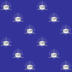 Seamless pattern. Shark face with a target on a blue background EPS10