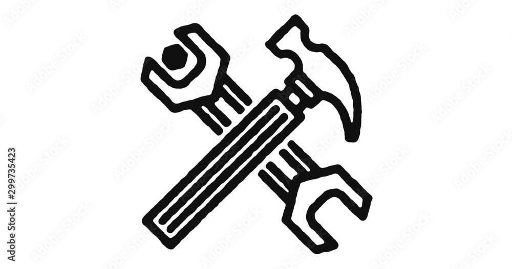 Poster maintenance outline icon animation footage/video. hand drawn like symbol animated with motion graphi