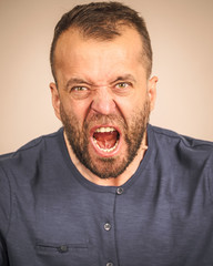 Crazy mad adult man
