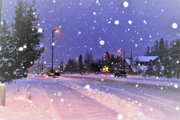 the main drag of denver in a blizzard