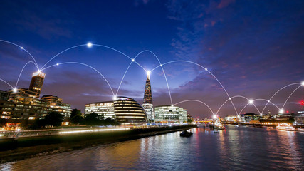 Fototapeta na wymiar London office building for network and future concept