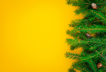 Fototapeta na wymiar Christmas and New Year yellow background