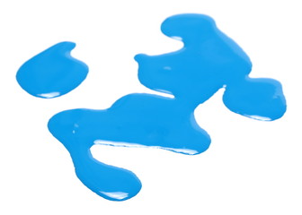 Blue oil paint puddle isolated on white background