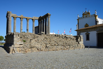The Roman Temple of Evora (Templo romano de Evora-also referred to as the Templo de Diana), City of Evora, Portugal