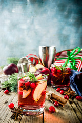 Winter hot sangria cocktail