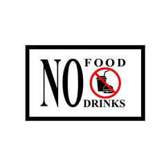 No food and drink sign. Silhouette hamburger in black square. Sign no meal on white background. Label no eating. Symbol forbidden fast food for poster,banner. Mark warning. Flat vector illustration.