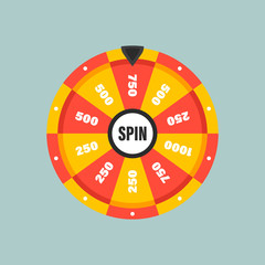 Wheel of fortune. Circle spin vector background. Isolated vector illustration. Modern vector illustration. Vector leisure background template.