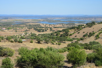 Alentejo hills and countryside as seen from Monsaraz, Portugal