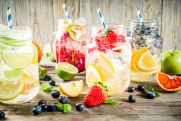 Various fruit and berry lemonade