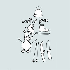 Hand drawn winter fun  concept