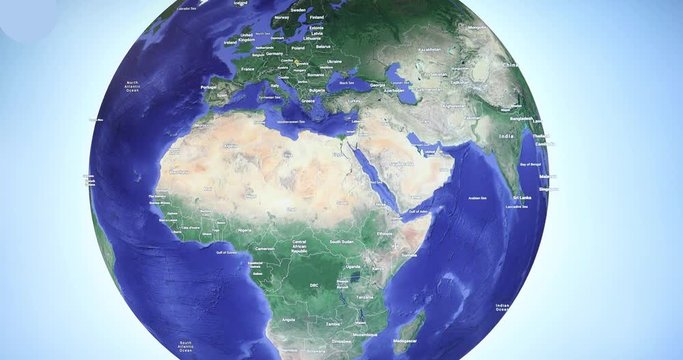Earth globe with blue background rotating