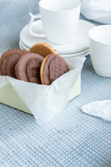 Refreshment time, Tasty homemade biscuits and cups fot hot drink