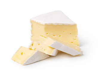 cheese brie on a white background - obrazy, fototapety, plakaty