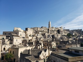 Panoramic view of Matera, Italy.