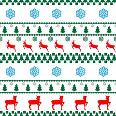 Christmas deer and tree seamless pattern. Fashion graphic background design. Modern stylish abstract texture. Colorful template for prints, textiles, wrapping, wallpaper. Vector illustration.