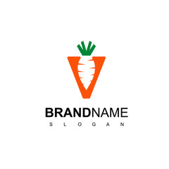 Carrot Logo, Vegan Label Design Vector
