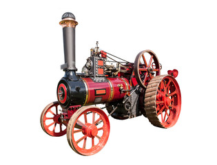Fototapeta na wymiar cut out image of a steam traction engine