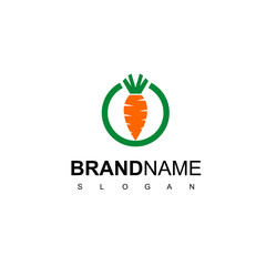 Carrot Logo, Vegan Label Design Vector