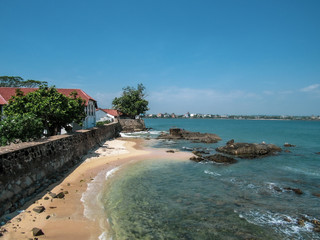 View on the walls, and lightower in Galle Fort in south of Sri Lanka.