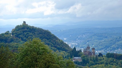 Naklejka premium Blick über das Siebengebirge am Rhein, Landschaftspanorama