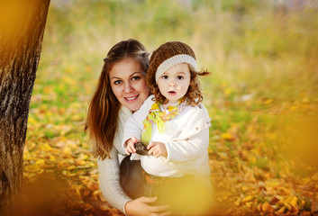 mother and   daughter in fall