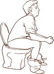 Man sitting on toilet vector illustration