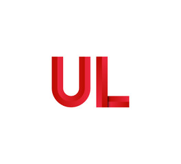 nitial two letter red 3D logo vector UL