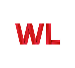 nitial two letter red 3D logo vector WL