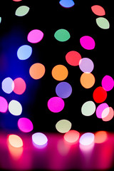 Abstract colorful defocused circular facula holiday bokeh