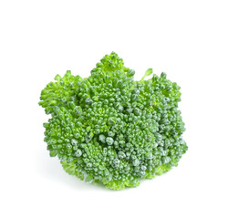 Fresh green raw broccoli on white background