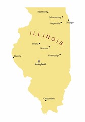 Naklejka premium Illinois cities map