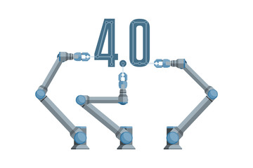 Robots assemble inscription 