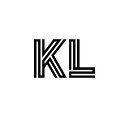 Initial two letter black line shape logo vector KL