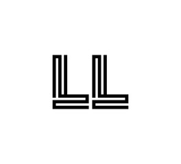 Initial two letter black line shape logo vector LL