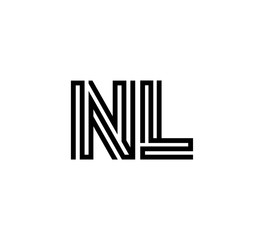 Initial two letter black line shape logo vector NL