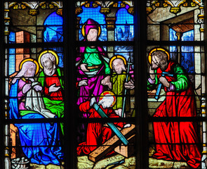 Obraz na płótnie Canvas Stained Glass in Le Treport - Jesus as a Carpenter Apprentice