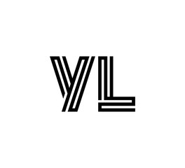 Initial two letter black line shape logo vector YL