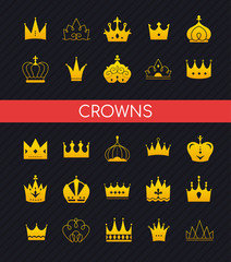 Crowns collection - set of colorful vector icons © Boyko.Pictures