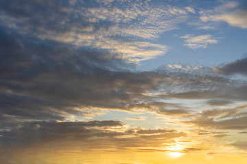 Fototapeta na wymiar dramatic sky with sunset landscape background